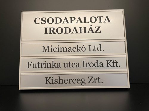 1+3 részes, cserélhető betétes információs tábla, gravírozott betéttel