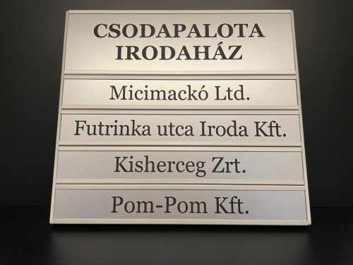 1+4 részes, cserélhető betétes információs tábla, gravírozott betéttel
